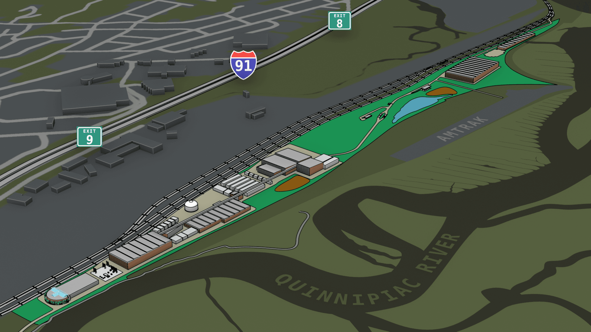 Slide number 1 out of 6: Aerial view of the entire facility